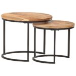 Tables gigognes 2 pcs Bois d'acacia massif – Image 5