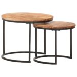 Tables gigognes 2 pcs Bois d'acacia massif – Image 6