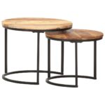 Tables gigognes 2 pcs Bois d'acacia massif – Image 7