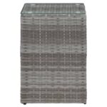 Tables d'appoint 3 pcs et dessus en verre Gris Résine tressée – Image 4