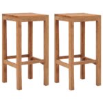 Tabourets de bar lot de 2 bois de teck massif