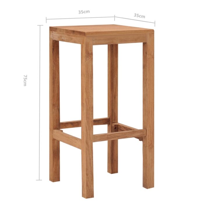Tabourets de bar lot de 2 bois de teck massif – Image 5