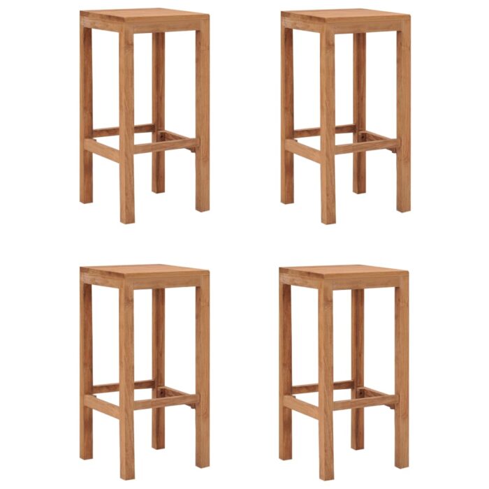 Tabourets de bar lot de 4 bois de teck massif – Image 1