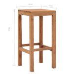 Tabourets de bar lot de 4 bois de teck massif – Image 5