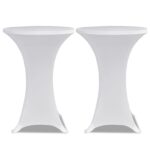 Housses élastiques de table Ø 80 cm Blanc 4 pcs – Image 2