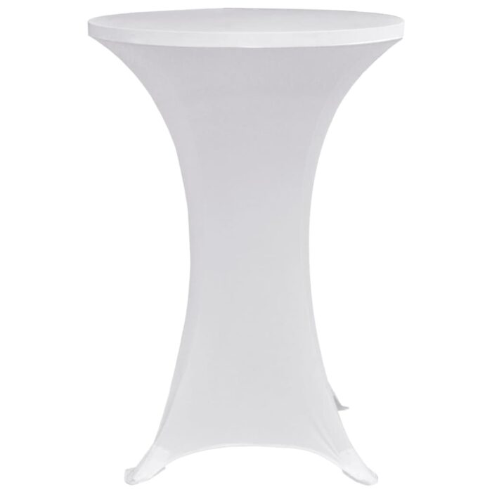 Housses élastiques de table Ø 80 cm Blanc 4 pcs – Image 3