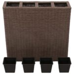 Lits surélevés de jardin et 4 pots 2 pcs Résine tressée Marron – Image 3