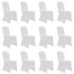 Housses élastiques de chaise Blanc 12 pcs