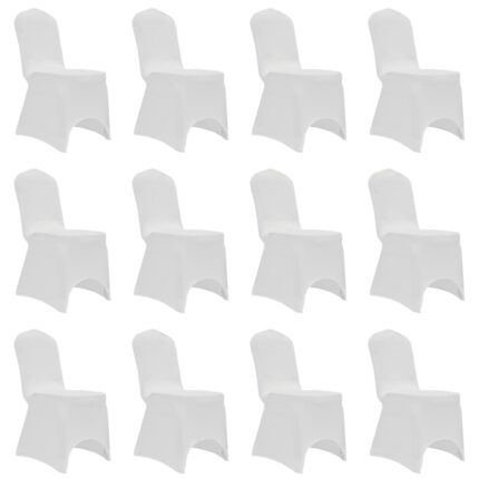 Housses élastiques de chaise Blanc 12 pcs