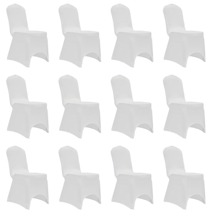 Housses élastiques de chaise Blanc 12 pcs – Image 1