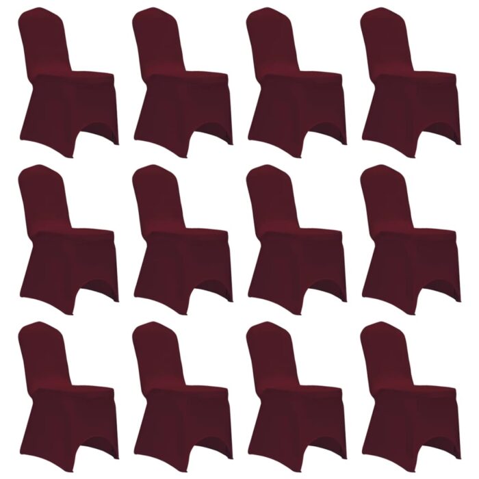 Housses élastiques de chaise Bordeaux 12 pcs – Image 1