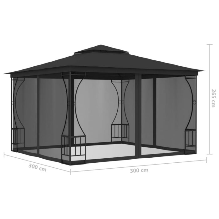 Tonnelle avec moustiquaire 300x300x265 cm Anthracite – Image 4