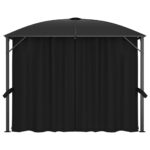 Tonnelle avec rideaux 300x300x265 cm Anthracite – Image 2