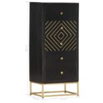 Armoire à tiroirs Noir et doré 45x30x105 cm Bois de manguier – Image 6