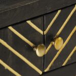 Table basse Noir et doré 90x50x35 cm Bois solide de manguier – Image 2