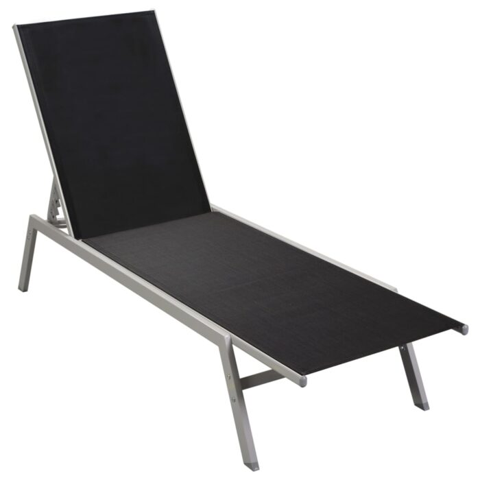Chaise longue Acier et textilène Noir – Image 2