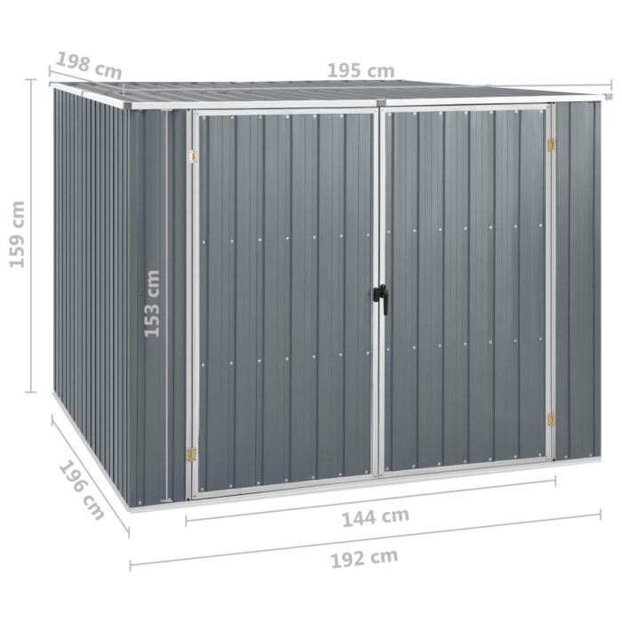 Abri de jardin Gris 195x198x159 cm Acier galvanisé – Image 7