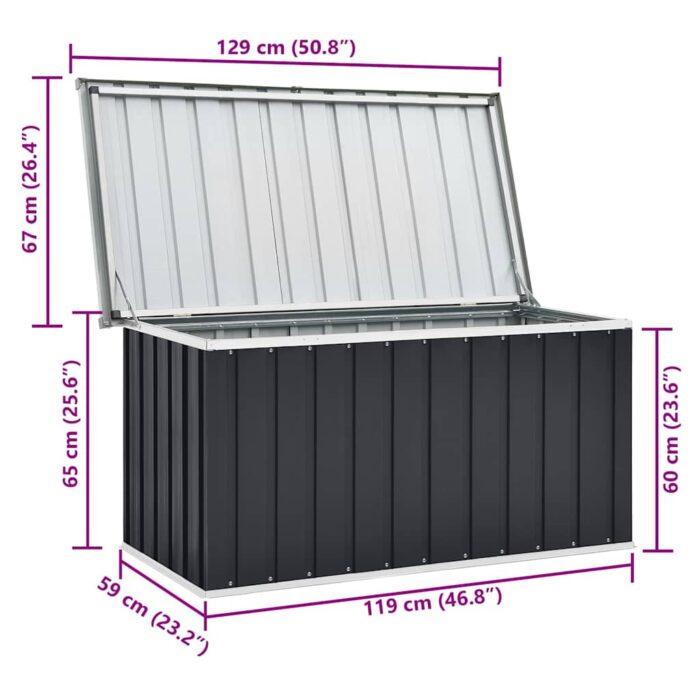 Boîte de rangement de jardin Anthracite 129x67x65 cm – Image 8