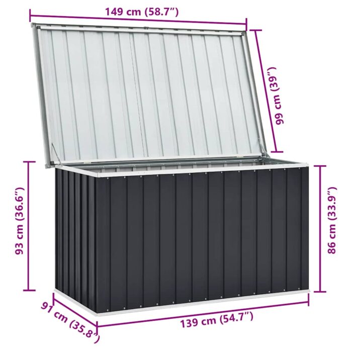 Boîte de rangement de jardin Anthracite 149x99x93 cm – Image 8
