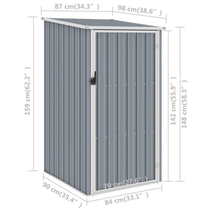 Abri de jardin Gris 87x98x159 cm Acier galvanisé – Image 6