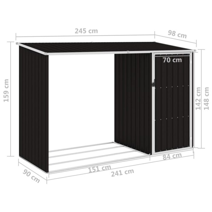 Abri à bois de jardin Marron 245x98x159 cm Acier galvanisé – Image 6