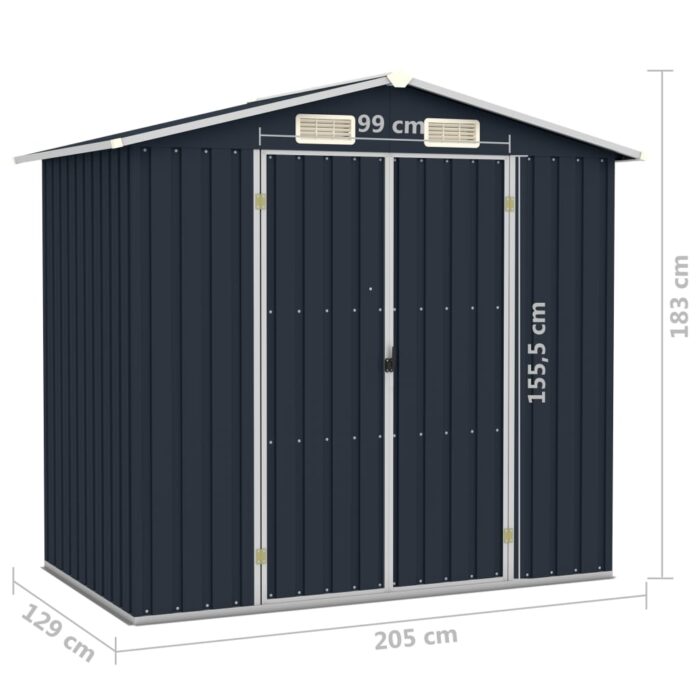 Abri de jardin Anthracite 205x129x183 cm Acier galvanisé – Image 6