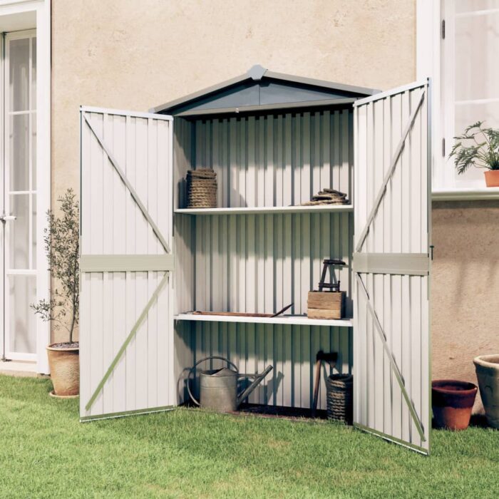 VXL8719883811529_m_en_hd_1.jpg Abri de jardin Gris 116x45x175 cm Acier galvanisé – Image 1