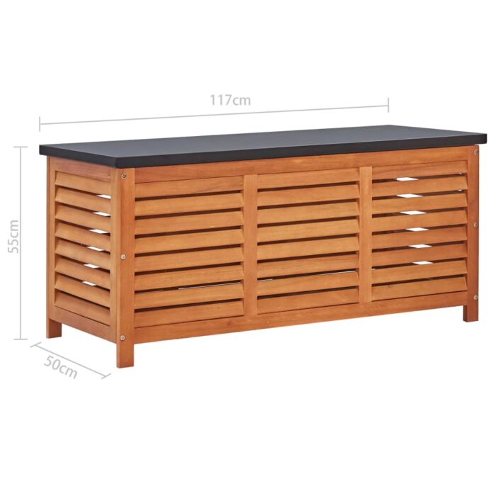 Boîte de rangement de jardin 117x50x55 cm Eucalyptus solide – Image 7