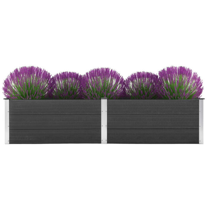 Lit surélevé de jardin 250x100x54 cm WPC Gris – Image 1