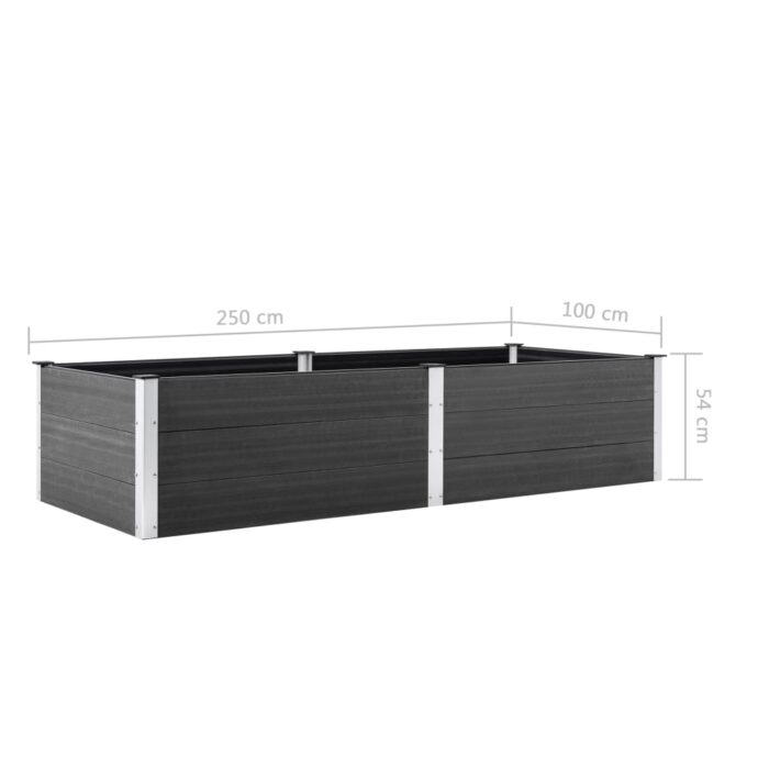 Lit surélevé de jardin 250x100x54 cm WPC Gris – Image 5
