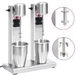 Mélangeur de milkshake avec deux coupelles Acier inoxydable 2 L