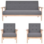 Ensemble de canapés 3 pcs Tissu Gris foncé