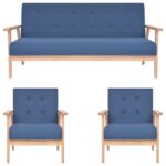 Ensemble de canapés 3 pcs Tissu Bleu
