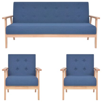 Ensemble de canapés 3 pcs Tissu Bleu