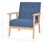 Ensemble de canapés 3 pcs Tissu Bleu – Image 11