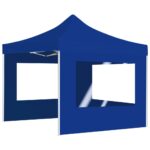Tente de réception pliable avec parois Aluminium 2x2 m Bleu – Image 5
