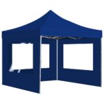 Tente de réception pliable avec parois Aluminium 2x2 m Bleu – Image 6