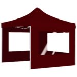 Tente de réception pliable avec parois Aluminium 2x2 m Bordeaux – Image 5