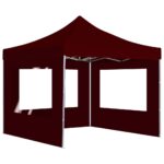 Tente de réception pliable avec parois Aluminium 2x2 m Bordeaux – Image 6