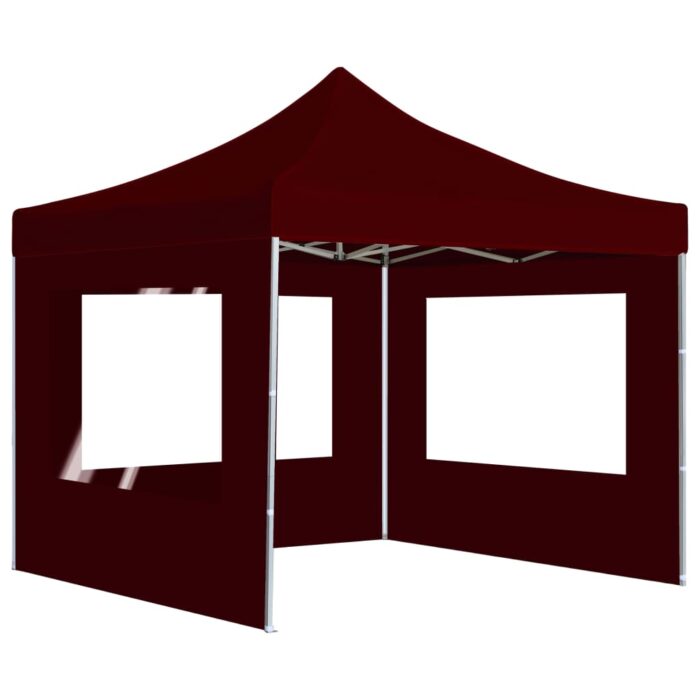 Tente de réception pliable avec parois Aluminium 2x2 m Bordeaux – Image 6