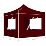 Tente de réception pliable avec parois Aluminium 2x2 m Bordeaux – Image 8
