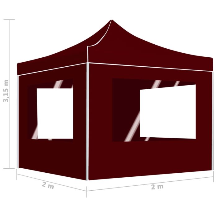 Tente de réception pliable avec parois Aluminium 2x2 m Bordeaux – Image 8
