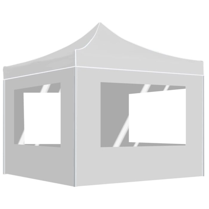 Tente de réception pliable avec parois Aluminium 2x2 m Blanc – Image 1