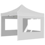 Tente de réception pliable avec parois Aluminium 2x2 m Blanc – Image 5