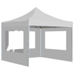 Tente de réception pliable avec parois Aluminium 2x2 m Blanc – Image 6