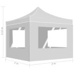 Tente de réception pliable avec parois Aluminium 2x2 m Blanc – Image 8