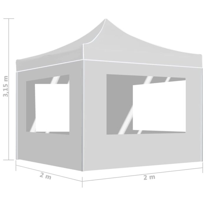Tente de réception pliable avec parois Aluminium 2x2 m Blanc – Image 8