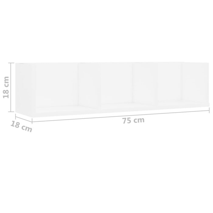 Étagère murale à CD Blanc 75x18x18 cm Bois d'ingénierie – Image 4