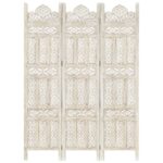 Cloison de séparation 3 panneaux Blanc 120x165 cm Bois manguier