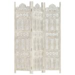 Cloison de séparation 3 panneaux Blanc 120x165 cm Bois manguier – Image 5
